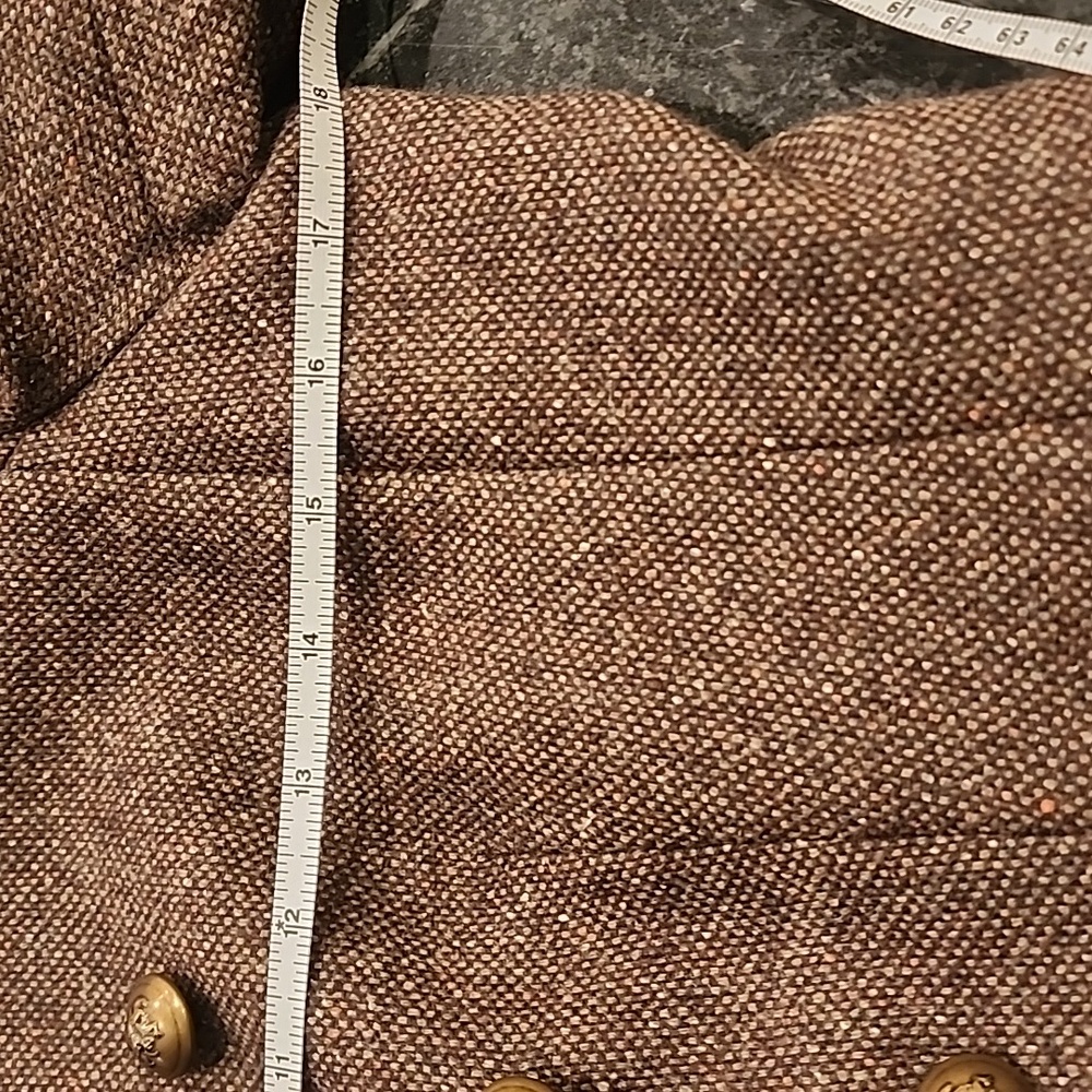 Vintage Banana Repunlic Brown Tweed Blazer With Military Brass Buttons Sz 8 - Picture 9 of 11